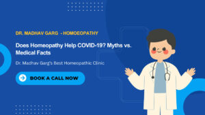 Bottles of homeopathic remedies next to a COVID-19 virus model and a mask, symbolizing alternative medicine during pandemic